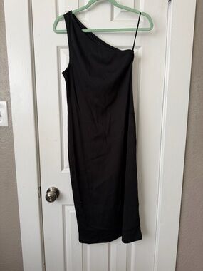 GAP One-Shoulder Black Ribbed Dress